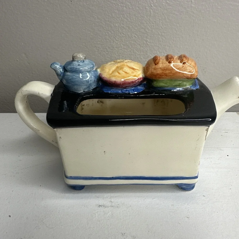 Vintage Wood burning stove  Teapot Decorative Ceramic Collectible Tea lover - Picture 6 of 11